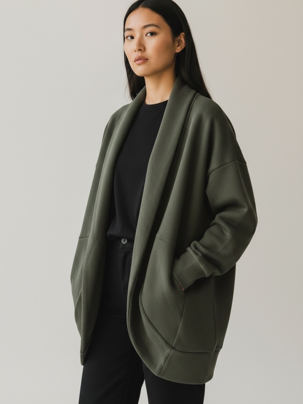 SPANX Olive Open-Front Draped AirEssentials  Cardigan